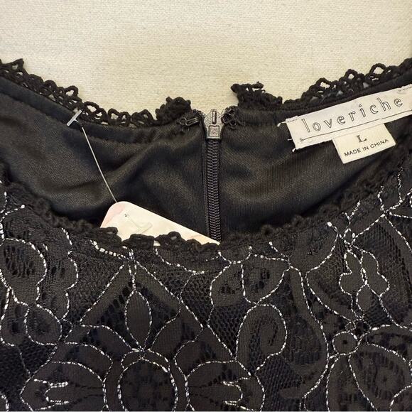 Lace Cold Shoulder Dress black cocktail wedding date night LBD Women’s Large - Picture 8 of 8